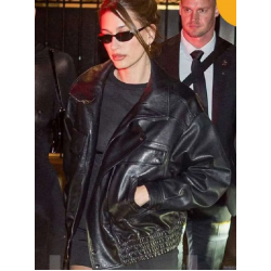 Hailey Bieber PFW 2025 Leather Jacket